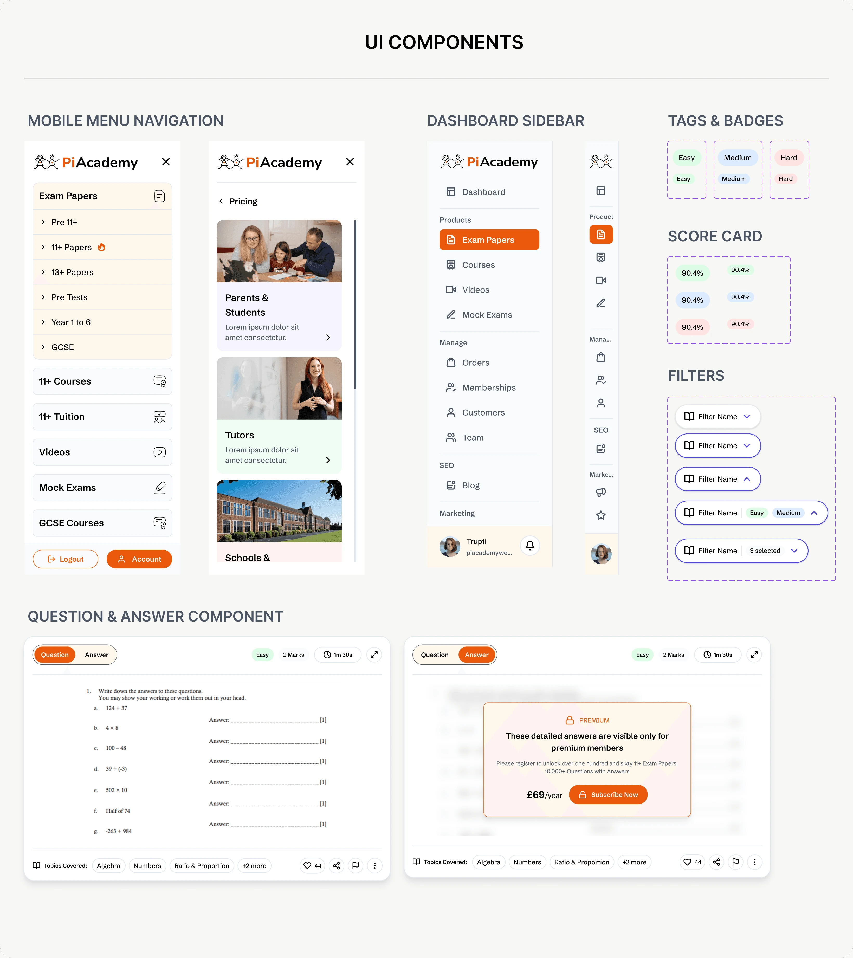 Design system / Navigation, feedback, inputs and reusable components